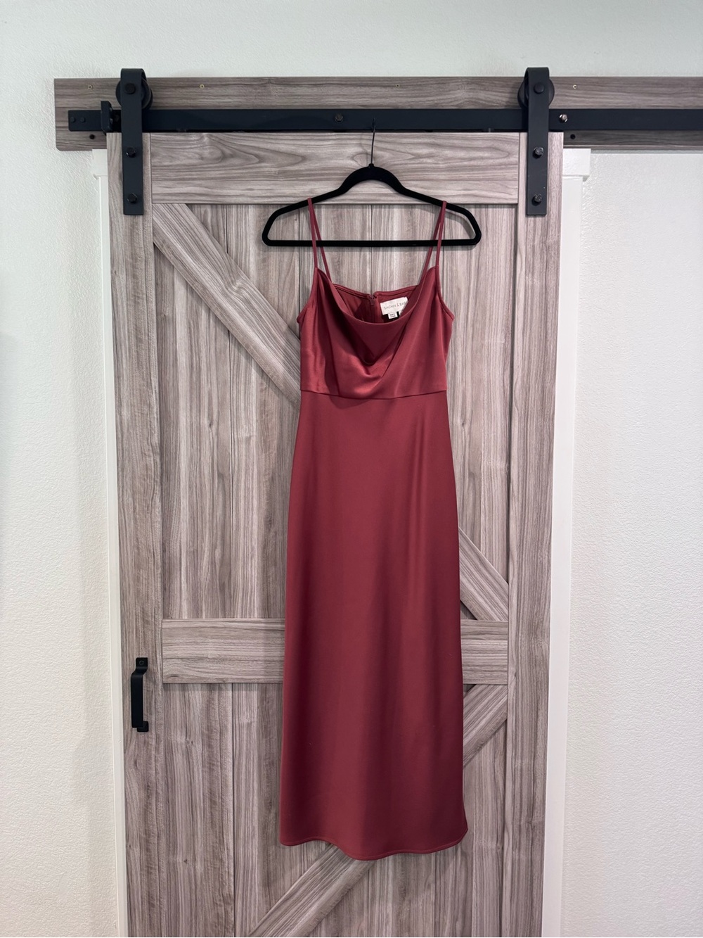 Sachin + Babi Satin Cowl Midi Dress in Burnt Orange